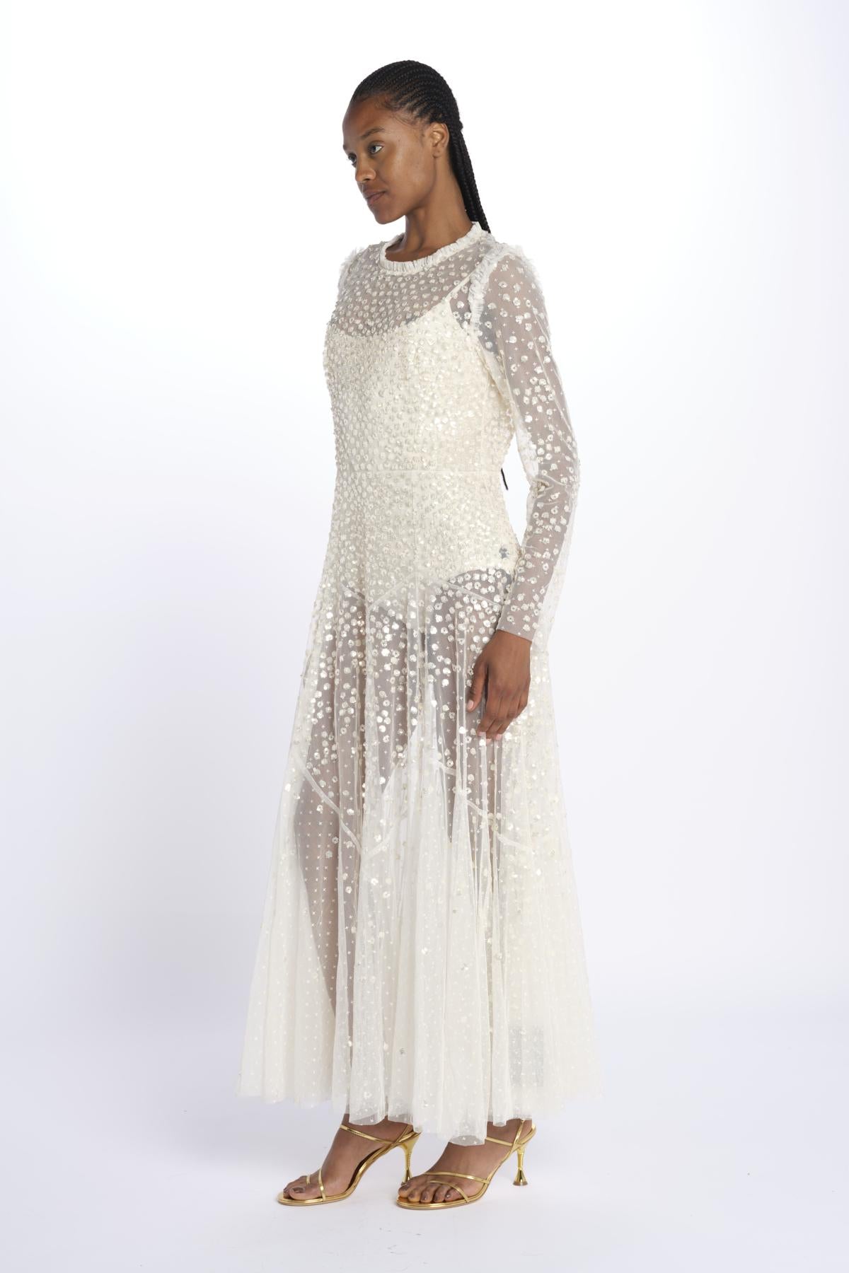 LEILA DOT SHEER LEILA DOT SHEER ANKLE GOWN CREAM needle & tread 
