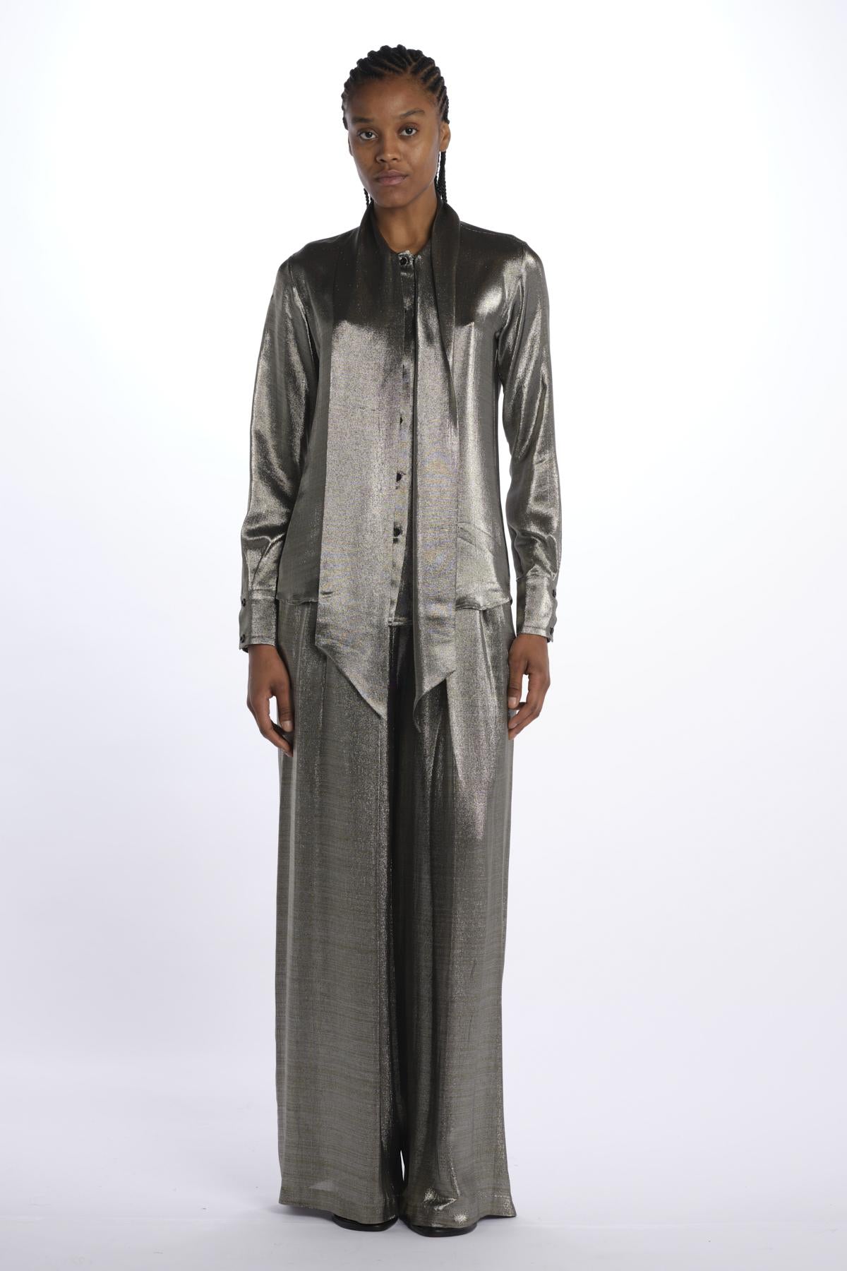 Camicia seta lurex E20FT12 SILVER martin grant 