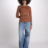 t-shirt manica lunga a costine KOLLINA IO1100X2338 TOBACCO BR208 ivy oak 
