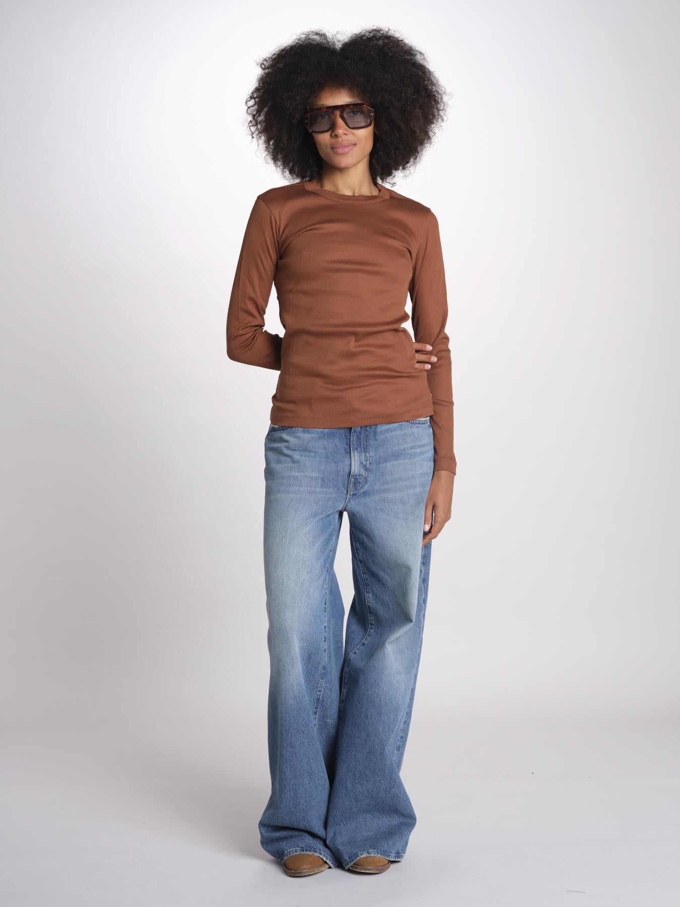 t-shirt manica lunga a costine KOLLINA IO1100X2338 TOBACCO BR208 ivy oak 