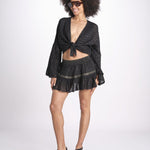 minigonna a balze in lurex gessato ROSE BLACK christianzen 