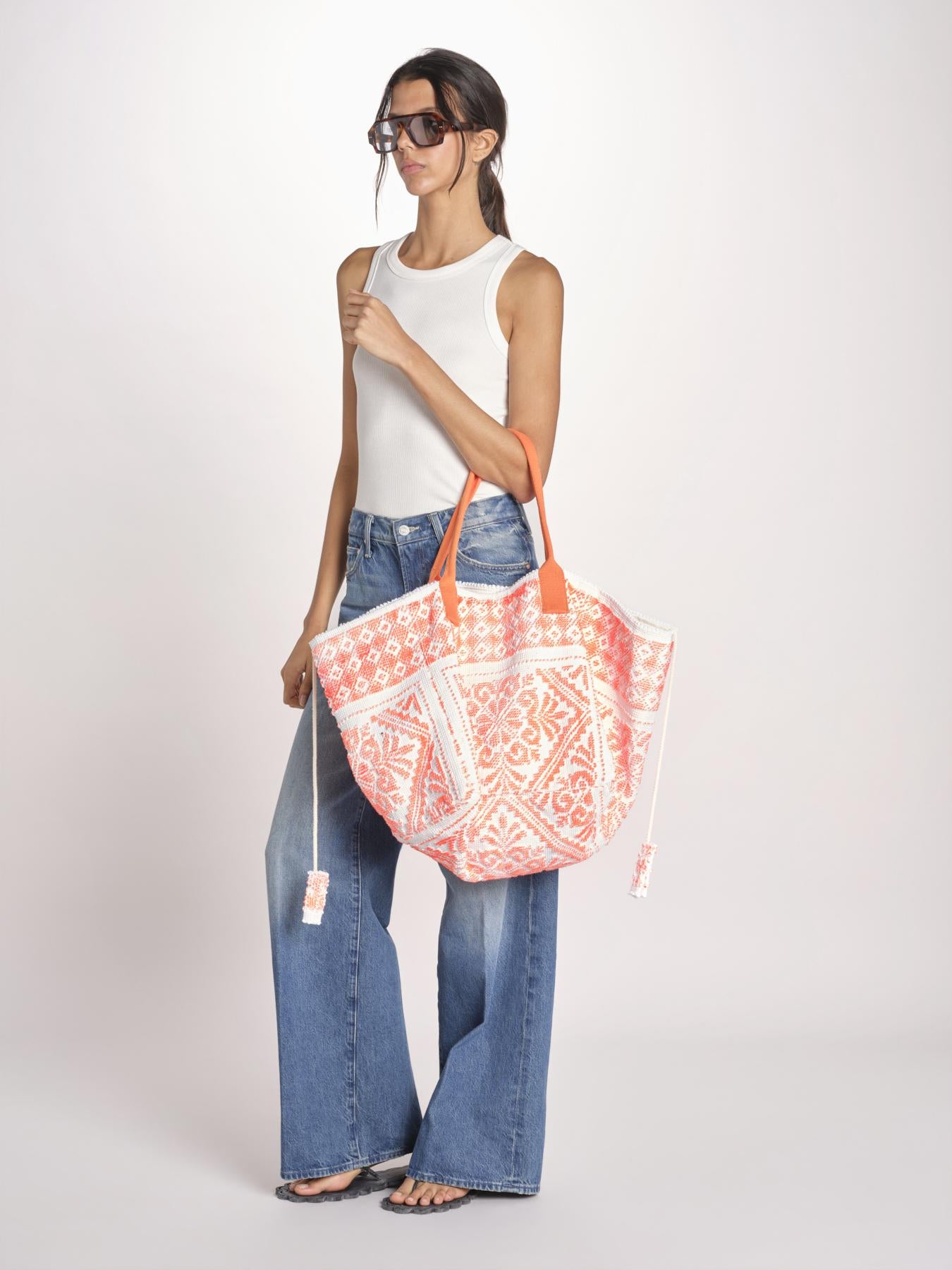 shopping quadrata dipinta a mano SHQM.26E18 O ORANGE FLUO le daf 