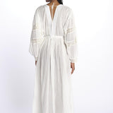 IBIZA maxi abito con scollo e maniche lunghe IBIZA IVOIRE laraethnics 