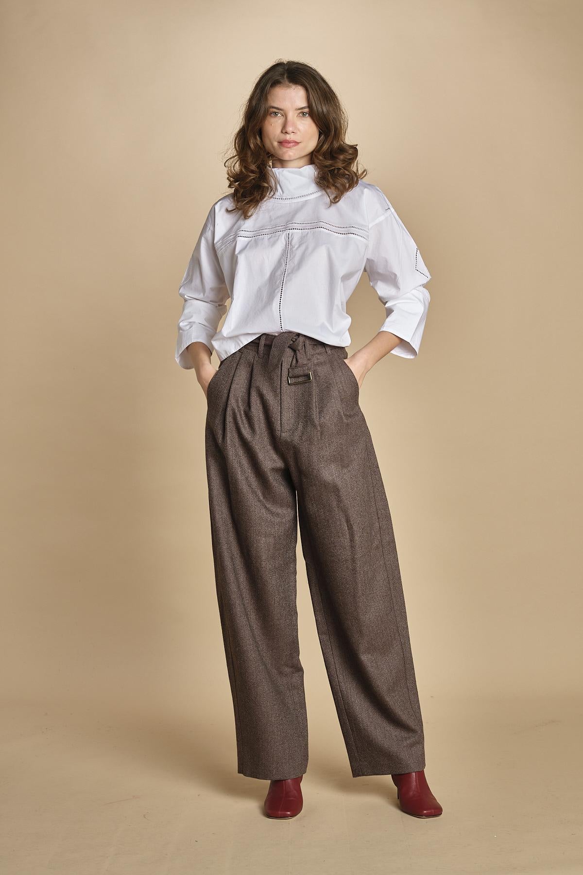 camicia collo alto e ajour. CHE0232 BLA0125W soeur 