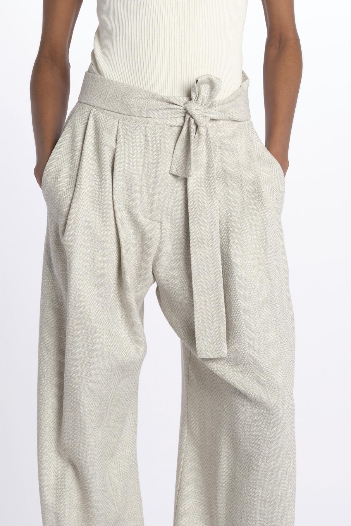 2310 pantaloni wide leg  con cintura spigato 2310 SILVER GREY dusan 