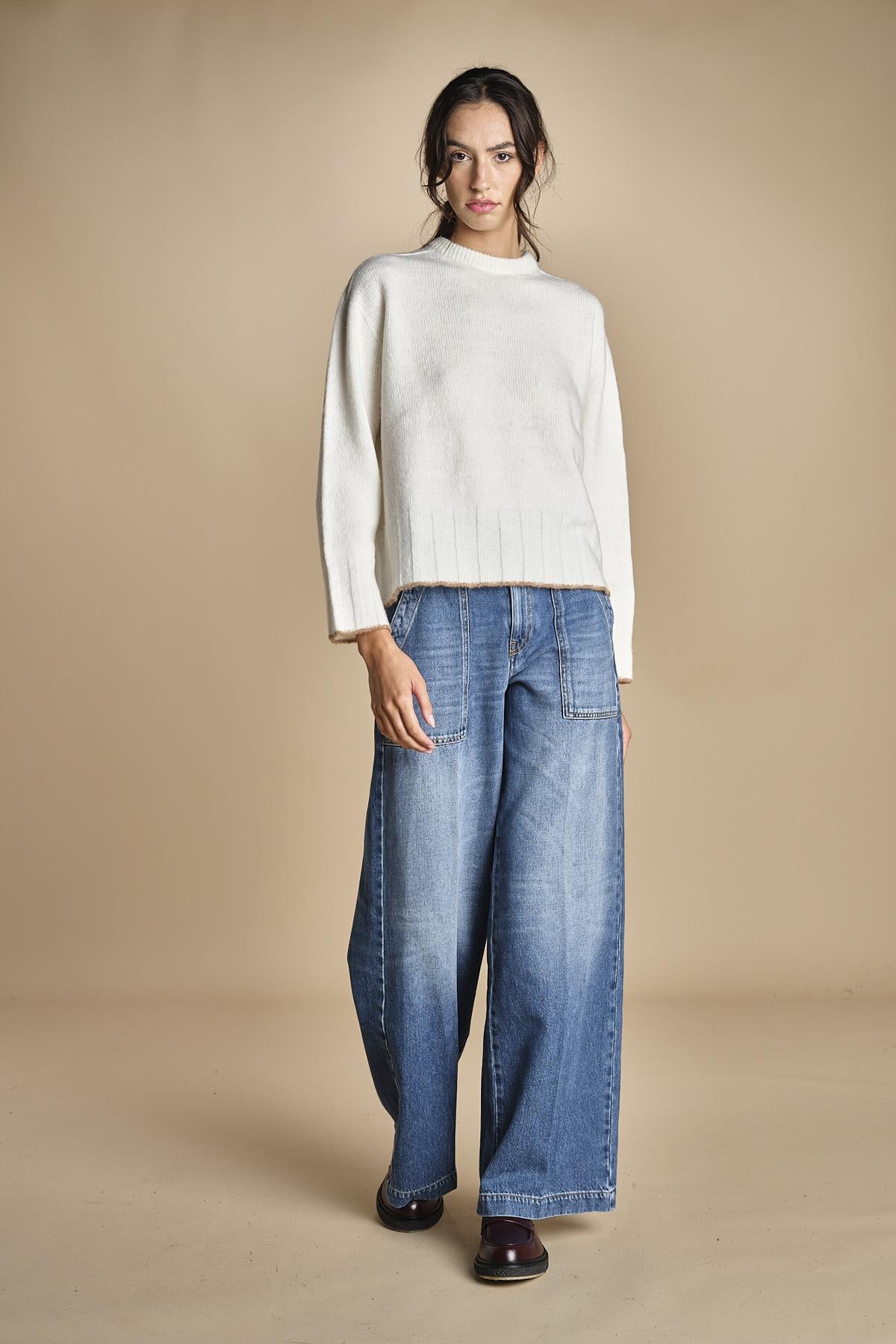 maglia girocollo over CLAUDIA GIROCOLLO PANNA_CAMMELLO tenne' 