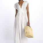 MIKONOS maxi abito con scollo senza maniche MIKONOS IVOIRE laraethnics 