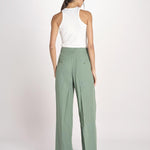 pantalone con due pinces in lino VELIERO 2615131092600 007 VERDE weekend maxmara 