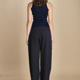 top americano a costine in lana merino LAU28 E21210 BLU milaura 