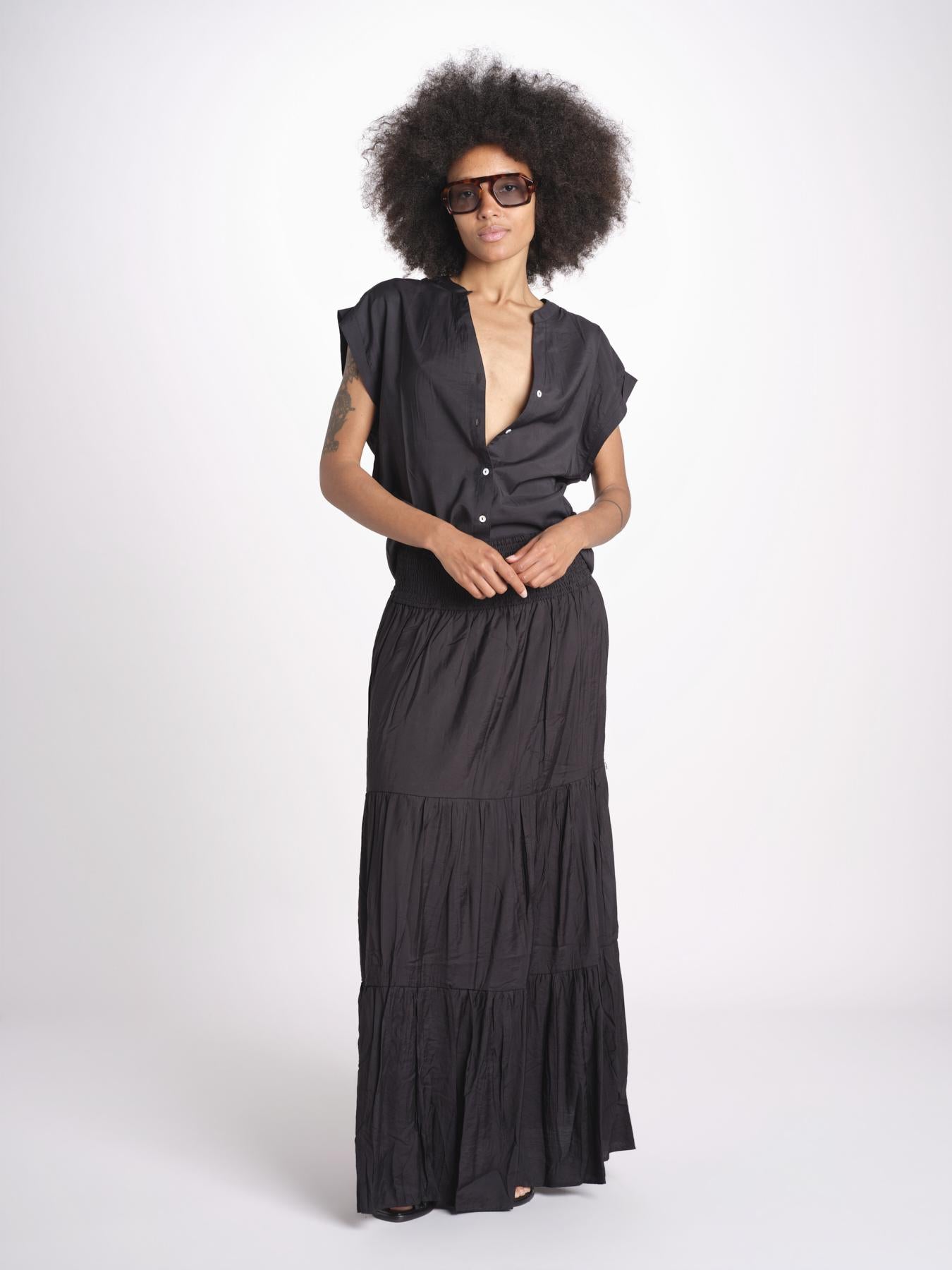 camicia con bottoni CLARENCELK NOIR laraethnics 