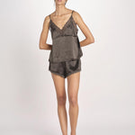 top in seta e pizzo PIP L25103457 DARK GREEN 700 love stories 