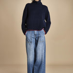 maglia dolcevita over SAMANTHA BLU NAVY ROSSO tenne' 