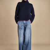 maglia dolcevita over SAMANTHA BLU NAVY ROSSO tenne' 