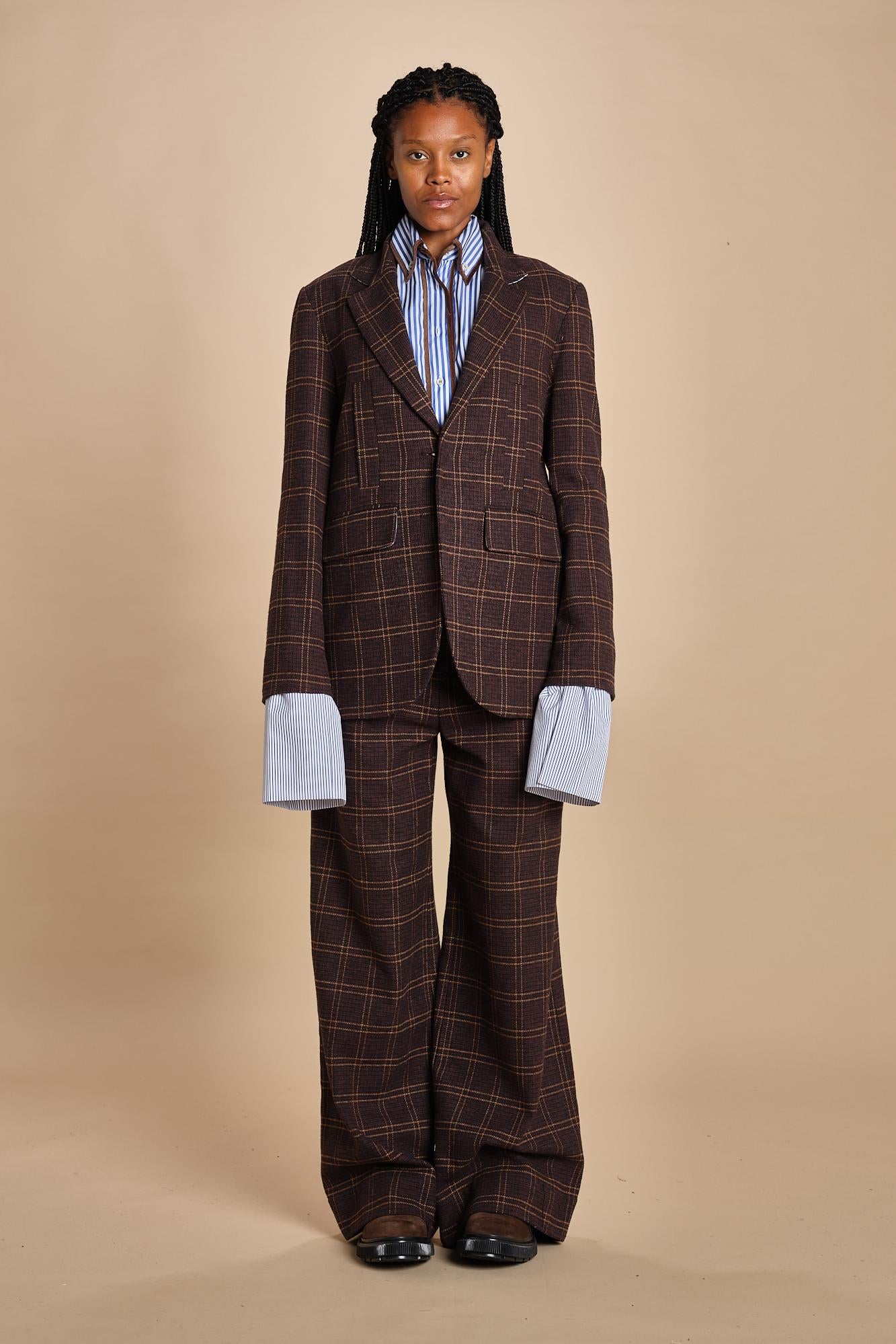 blazer quattro tasche in galles HARRY MJD505_A26240 BROWN COTTON CHECK jejia 