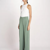 pantalone con due pinces in lino VELIERO 2615131092600 007 VERDE weekend maxmara 