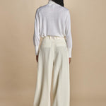 pantalone con pinces in lana NINA PLEAT CA1398 CHALK berwich 
