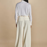 pantalone con pinces in lana NINA PLEAT CA1398 CHALK berwich 
