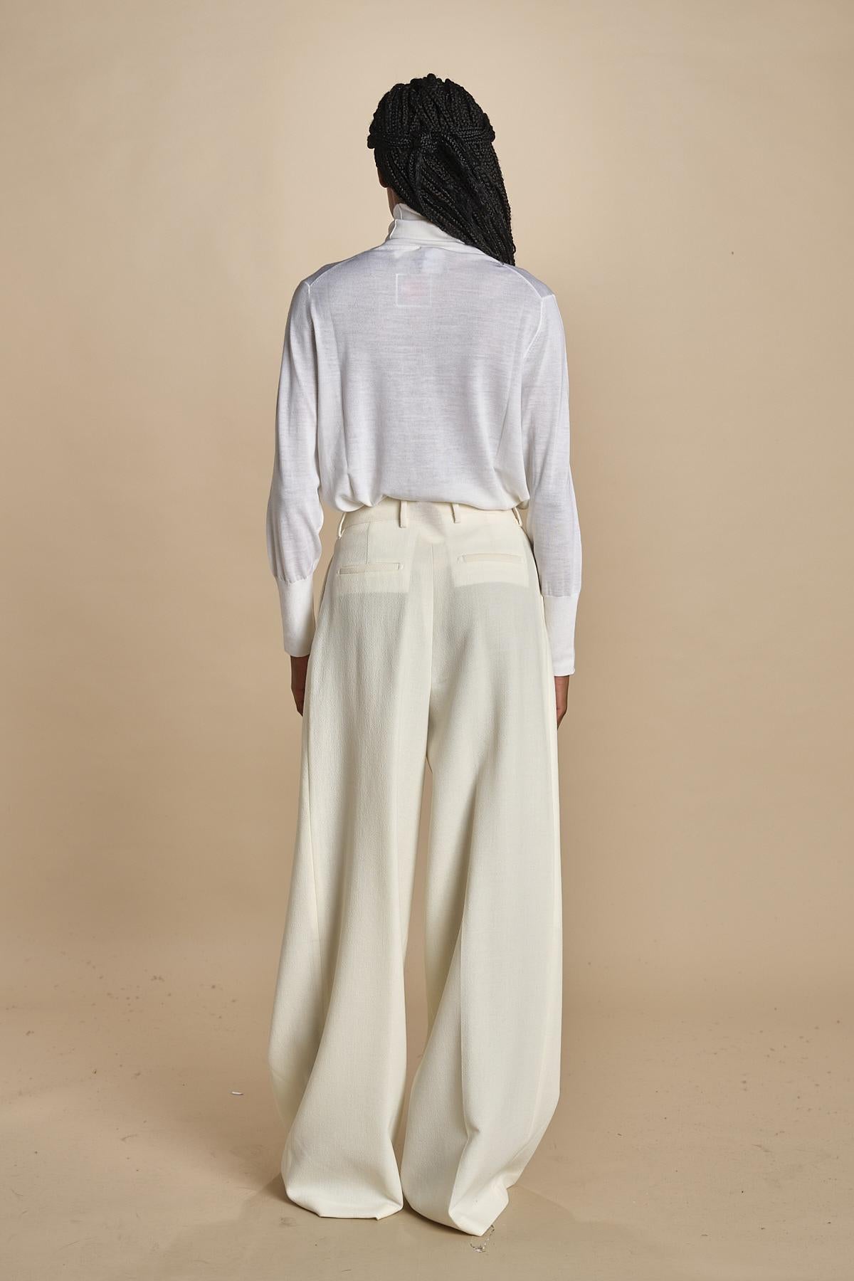pantalone con pinces in lana NINA PLEAT CA1398 CHALK berwich 