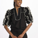 Top ROSE  con rouches ROSE TOP 1725 BLACK scarlett poppies 