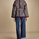 WILL KIMONO giacca in tessuto diagonale ricamato WILL KIMONO GREY antik batik 