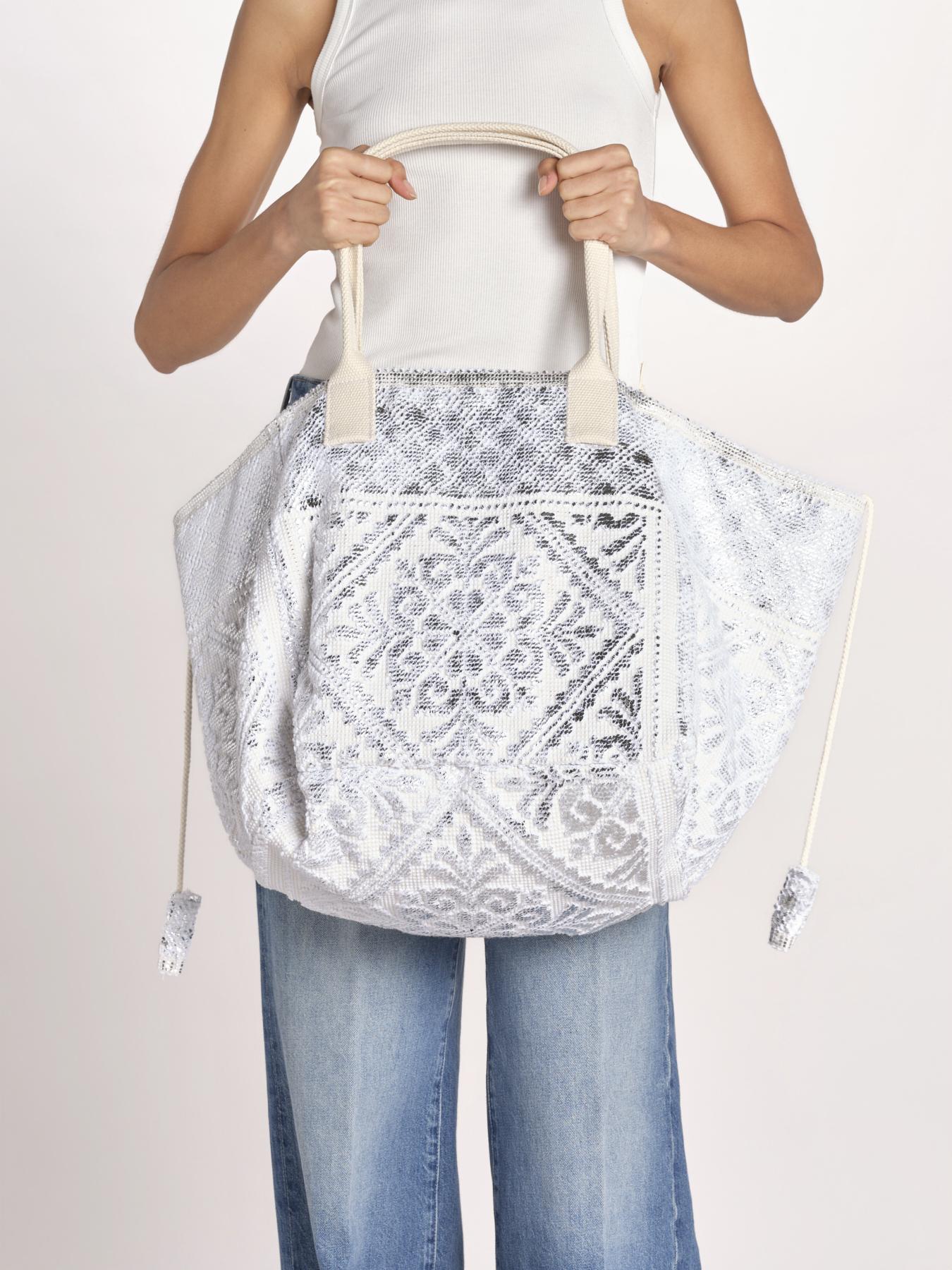 shopping quadrata dipinta a mano SHQM.26E18 213 WHITE SILVER le daf 