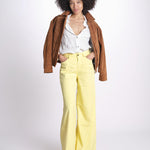 pantalone 4 tasche in misto lino SERENA XML01 196 BANANA ps don't forget me 