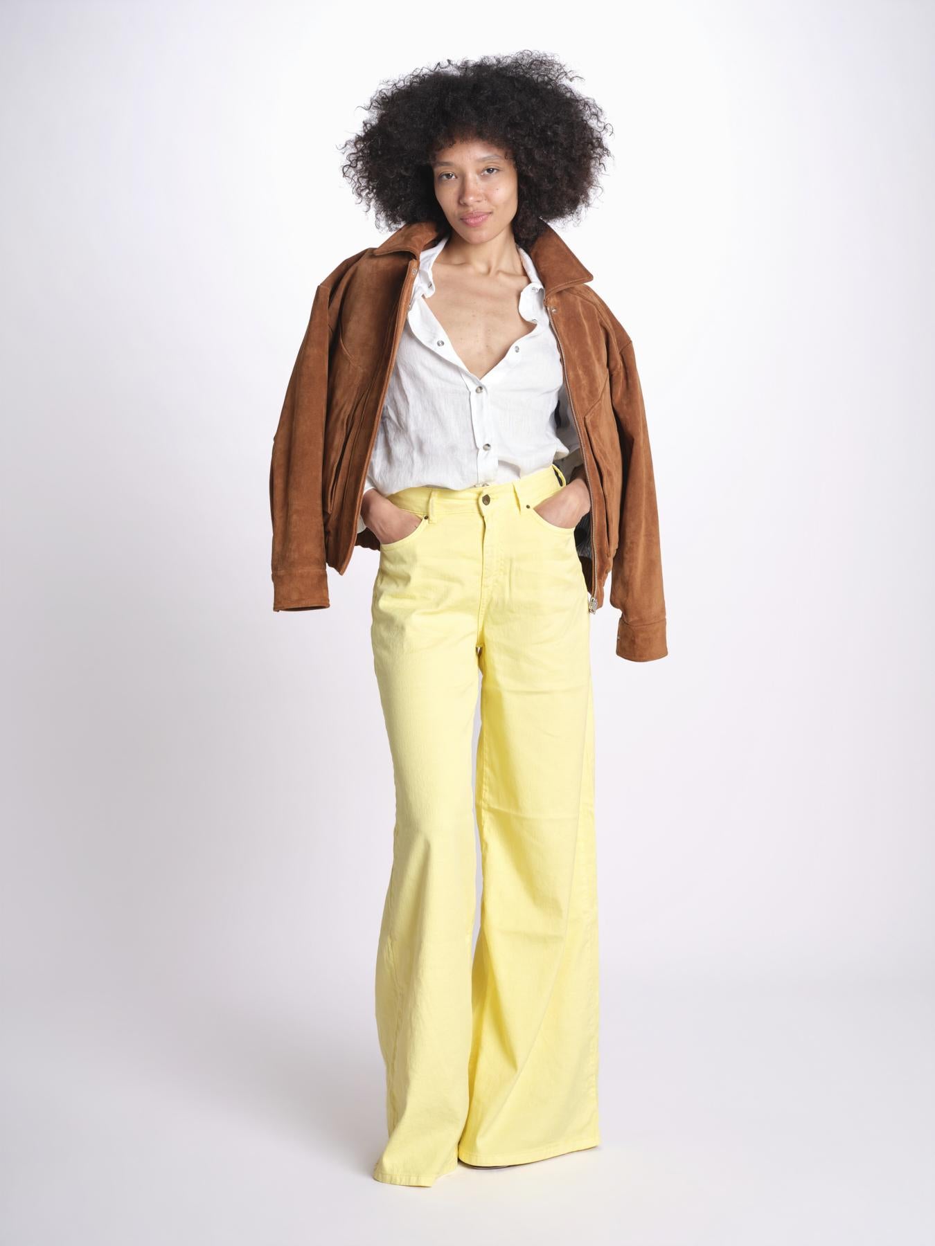 pantalone 4 tasche in misto lino SERENA XML01 196 BANANA ps don't forget me 