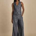 pantalone over con nervature in occhio di pernice ORIANA 540932 15 quelledue 