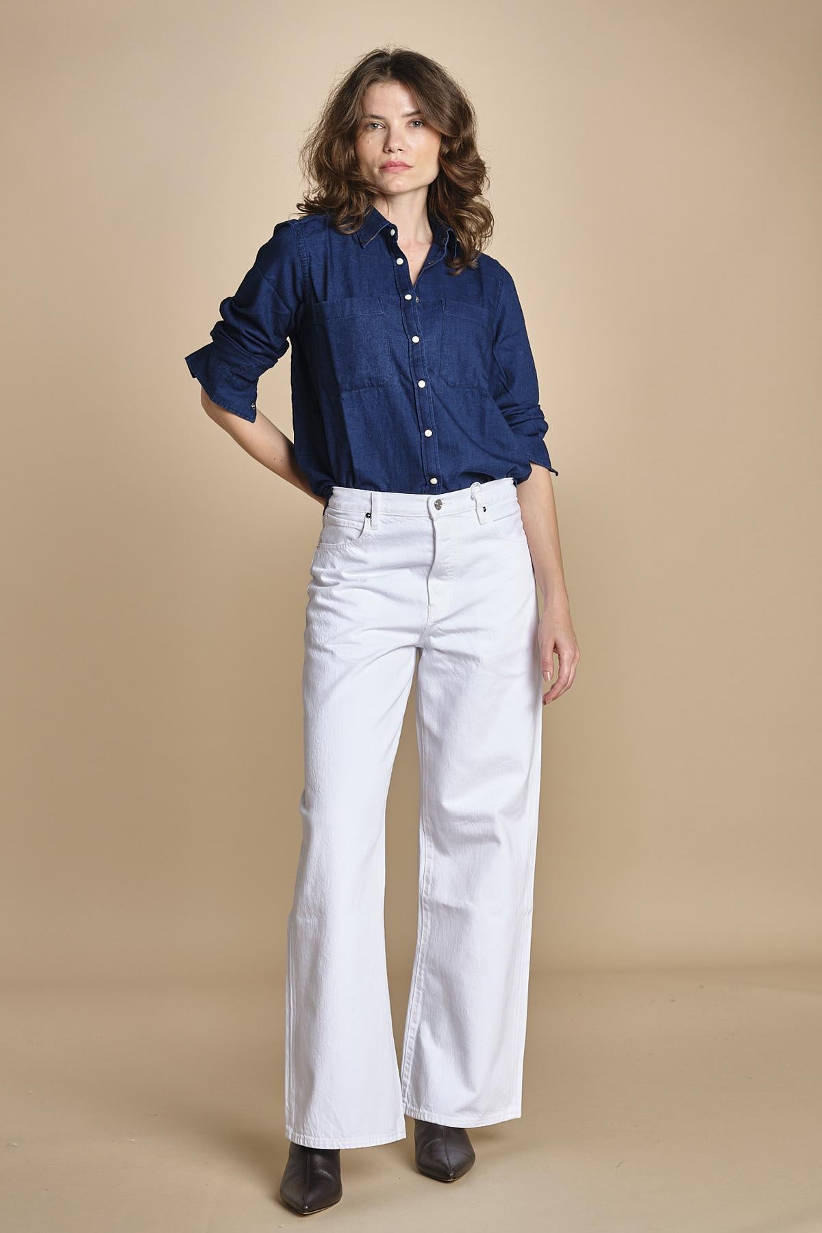 CHANDLER camicia denim con automatici BECE616 INDIGO hartford 