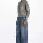 EDIN farm emb cardigan E047 GREY sea ny 