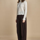 camicia in maglia ricamo pizzo LACE STICH 351912 OFF WHITE farm rio 