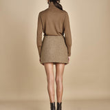 gonna con bordo in pelle ANDINE TAUPE malina 