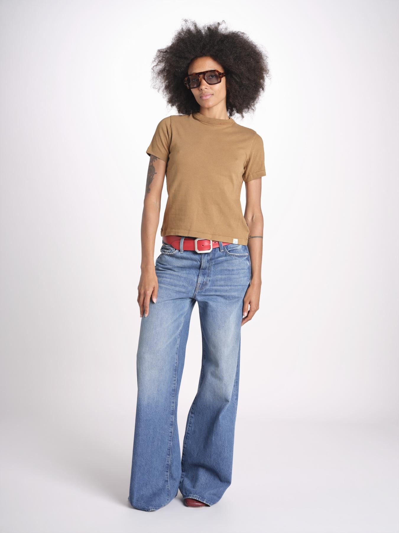 t-shirt manica corta in cotone organico WTEE03 162 DUSTED KHAKI merz b 