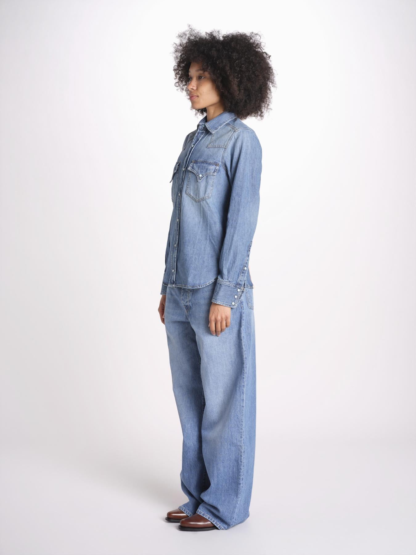 camicia texana in denim NTEX KT001 D450 fortela 