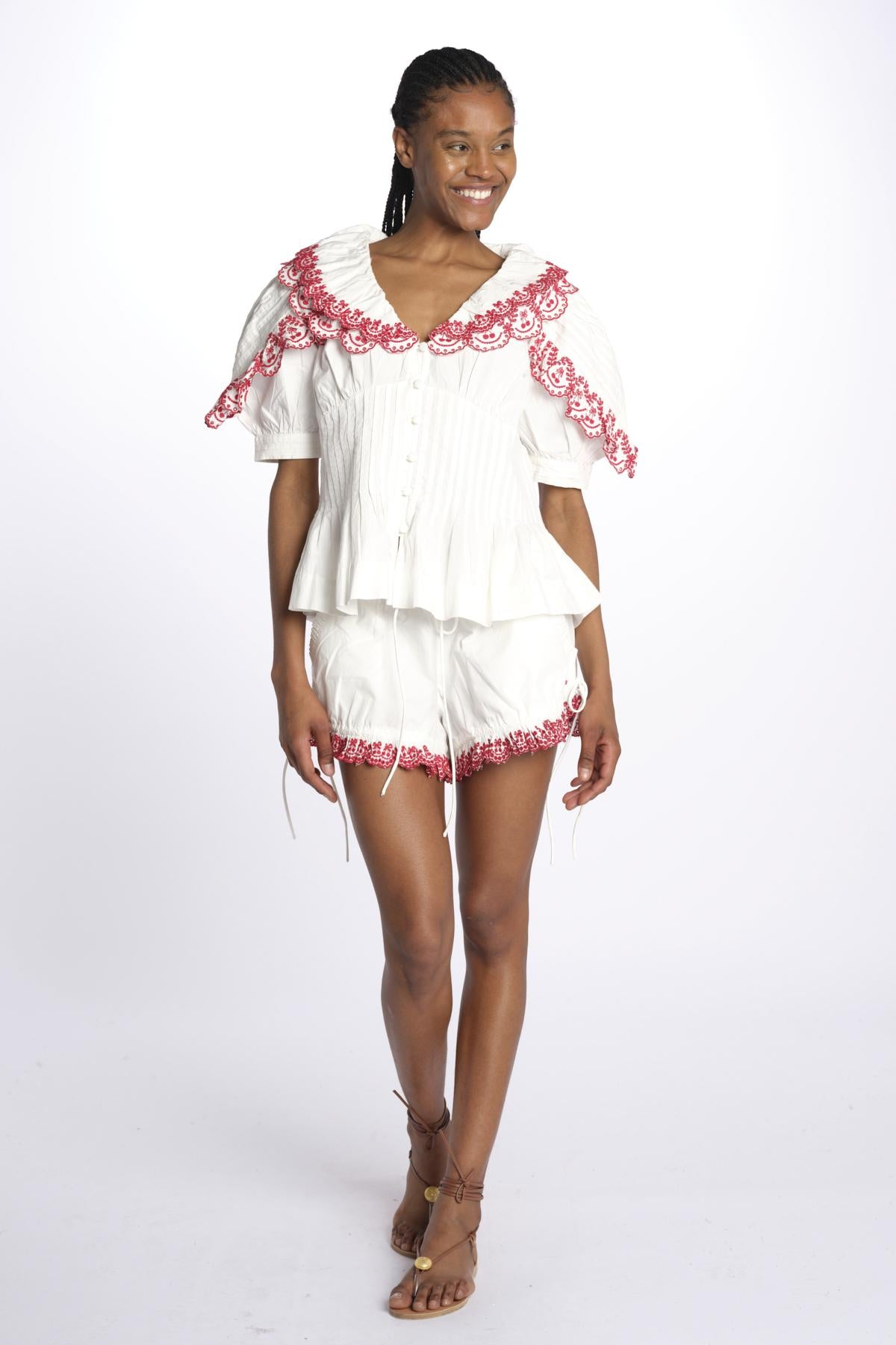 Shorts JENNA ricamo DM 1214 WHITE damson madder 