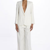 Blazer BRUNA lino 1 bottone 14V005LI026 WHITE ines de la fressange 