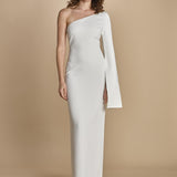 maxidress monospalla con manica a campana ALINA WHITE solace 