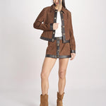 minigonna con chiusura in ottone 12094-16 TOBACCO retrofete 
