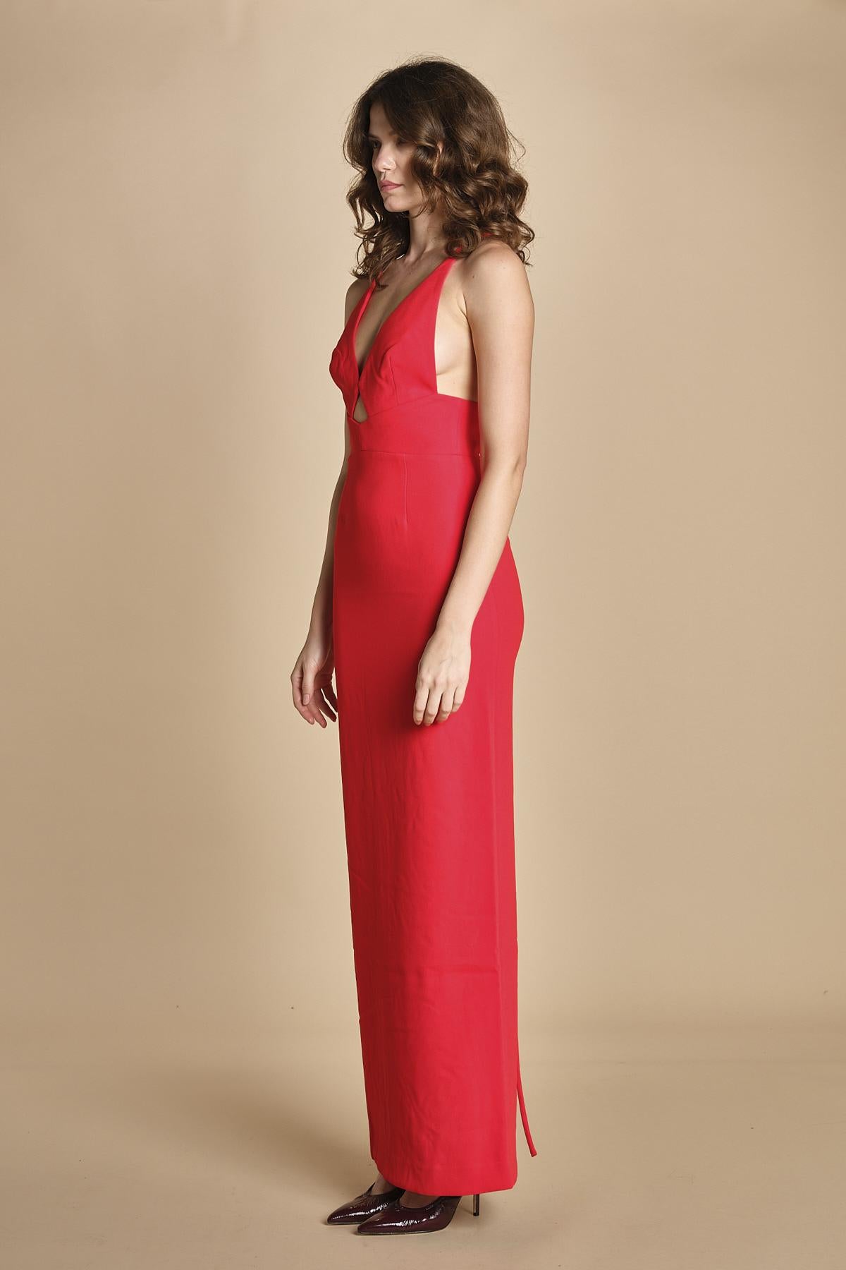 maxidress con spalline sottili incrociate MILLY RED solace 