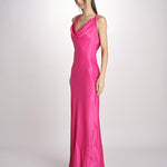 abito lungo liscio spallina 3403 FUXIA access 
