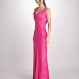 abito lungo liscio spallina 3403 FUXIA access 