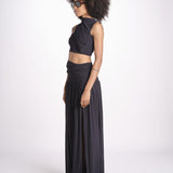 gonna lunga con drappeggio e spacchi TAYLA DEEP BLACK amazuìn 