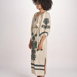 abito con ricamo BE25215 BEIGE GREEN benaras soleil 