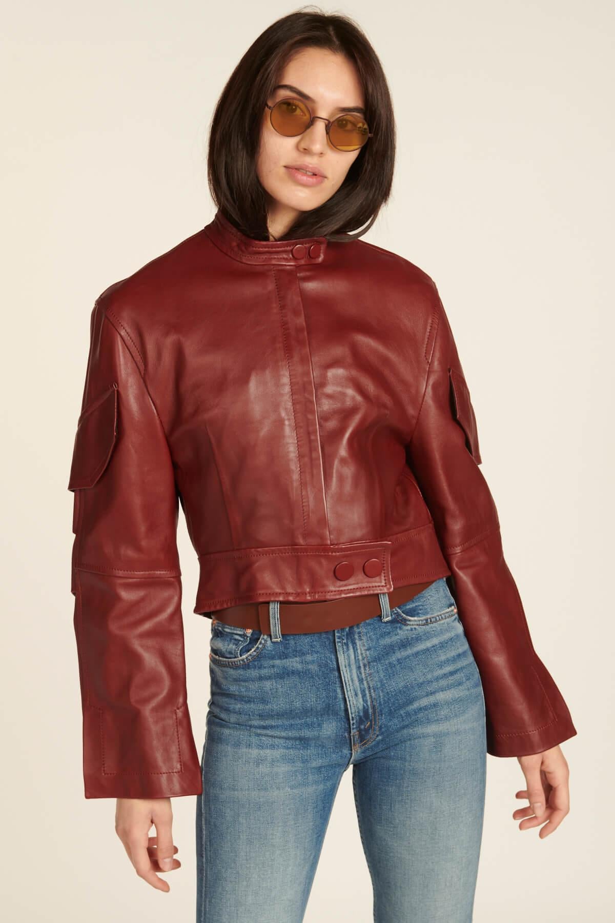 giacca di pelle bordeaux MALEN F19JL1 NAPPA BORDEAUX petar petrov 