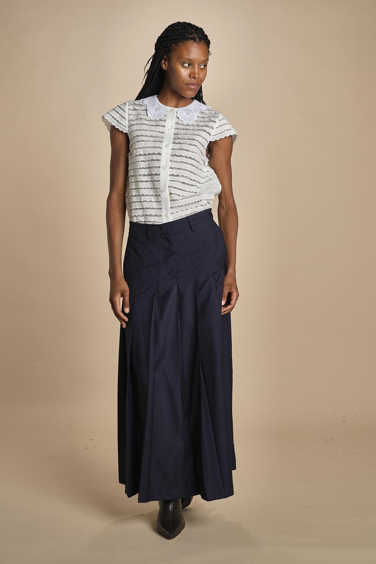 gonna lunga a pieghe C12230166479 BLU n21 