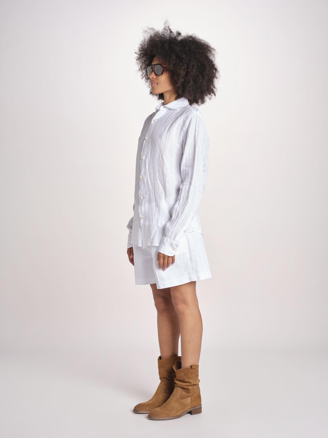 camicia maschile in lino M012 10 BIANCO milaura 