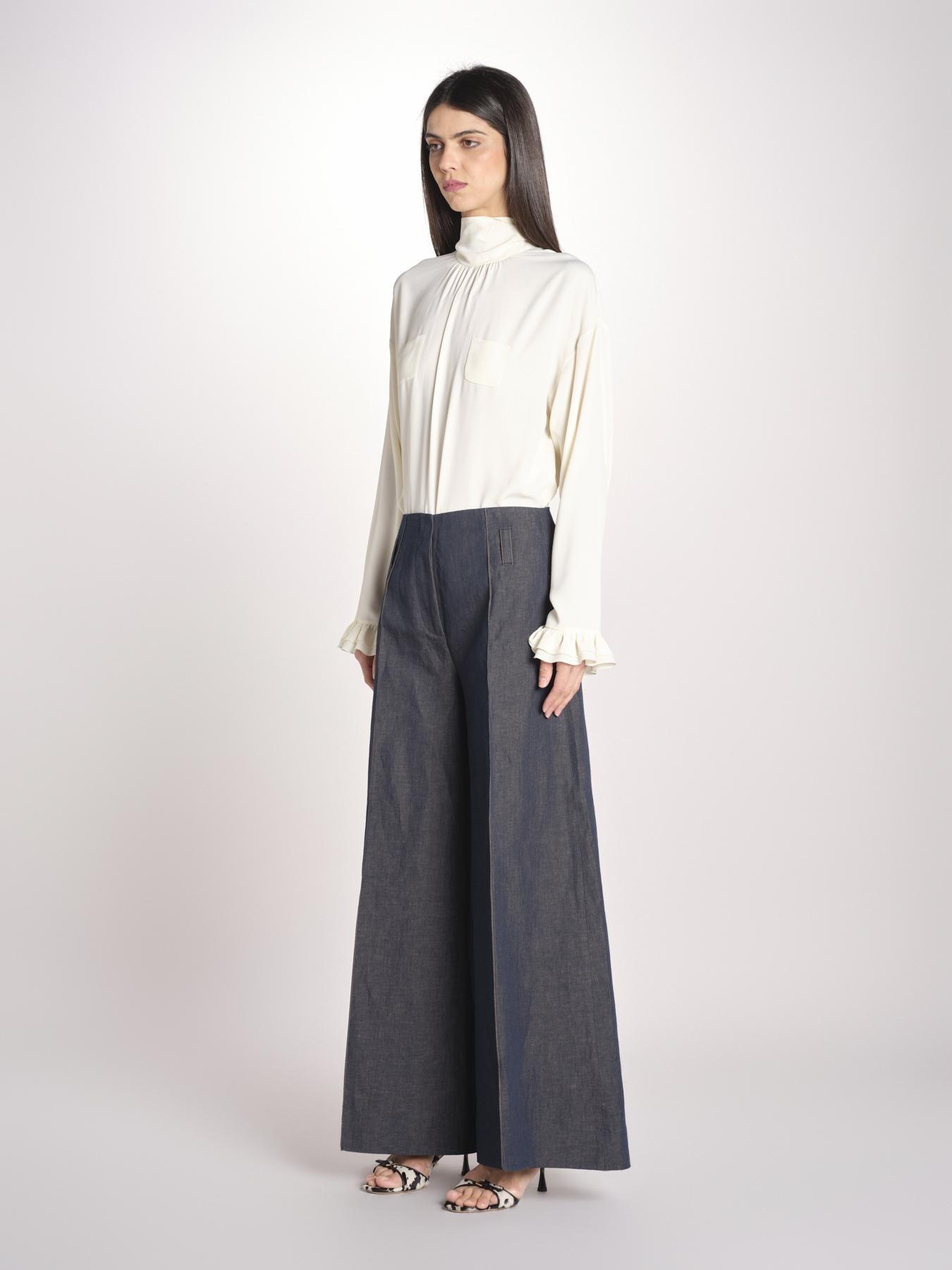 pantalone largo con nervature ORIANA 540 356 606 quelledue 