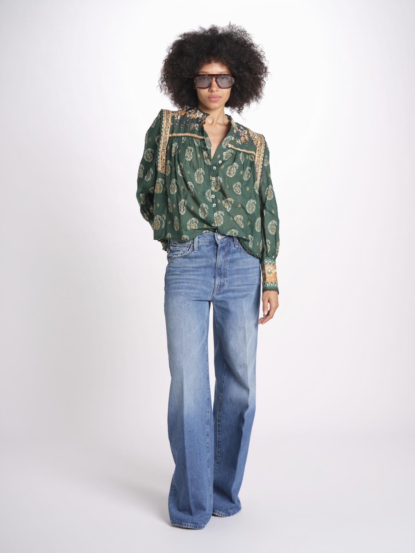 camicia m/l stampa paisley 351137 AYLA GREEN 26009 farm rio 