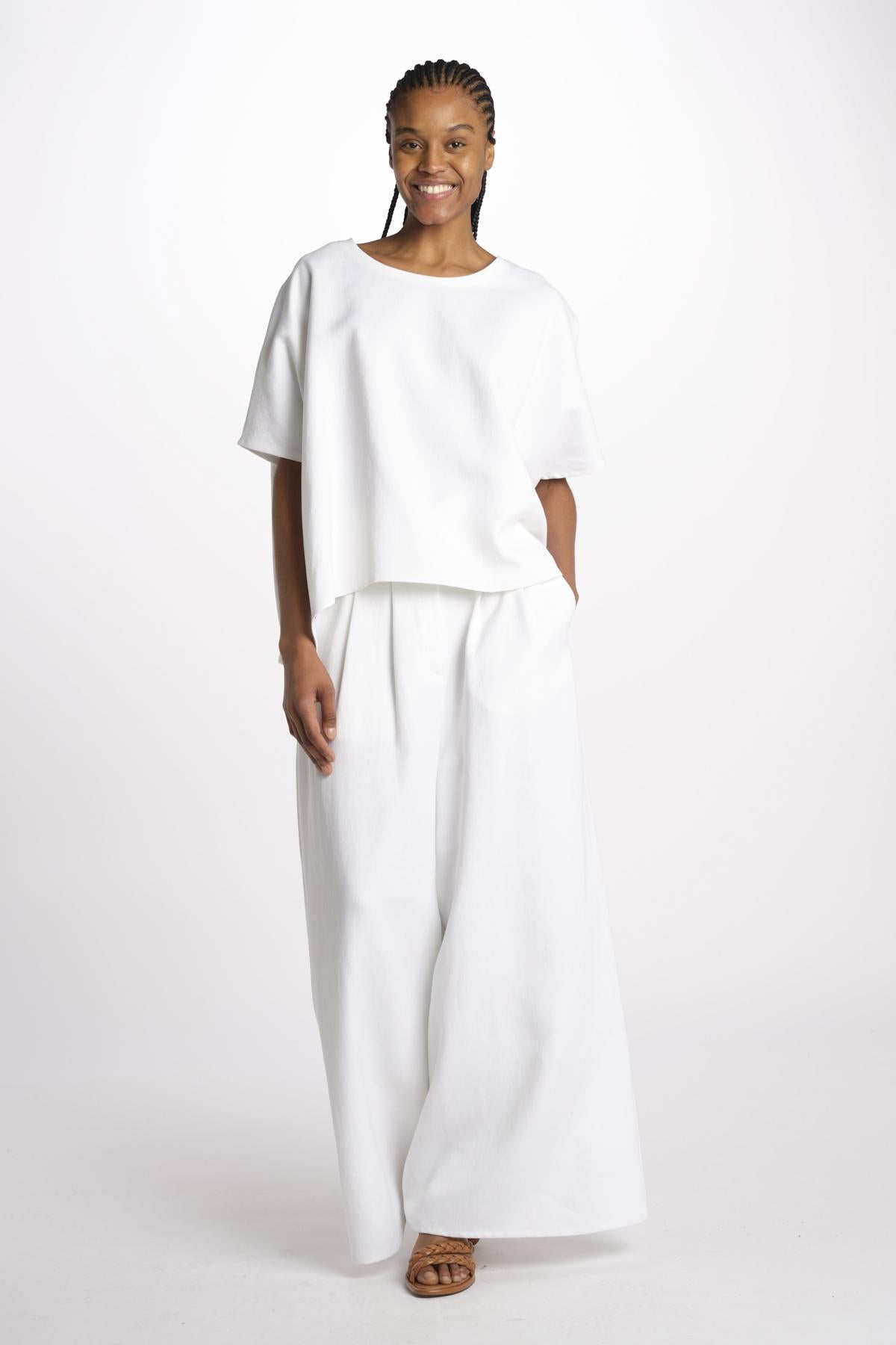 1306L pantaloni pences lino enzimato 1306L WHITE dusan 