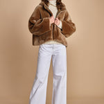 022 montone zip con cappuccio 24022-300 MASTICE milaura 